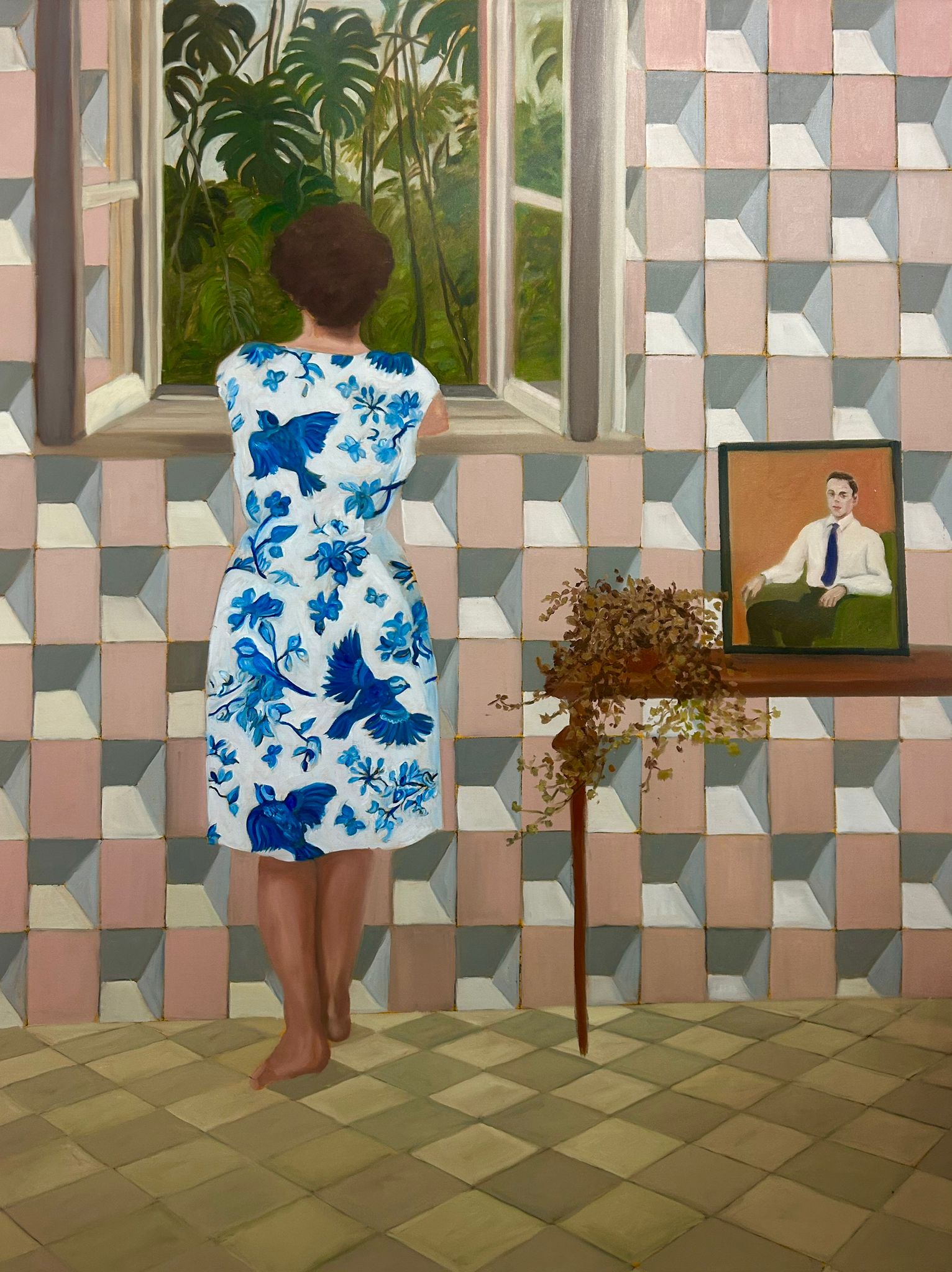 Amina Rezki, Untitled, 2024, Mixed media on canvas, 120 x 157 cm